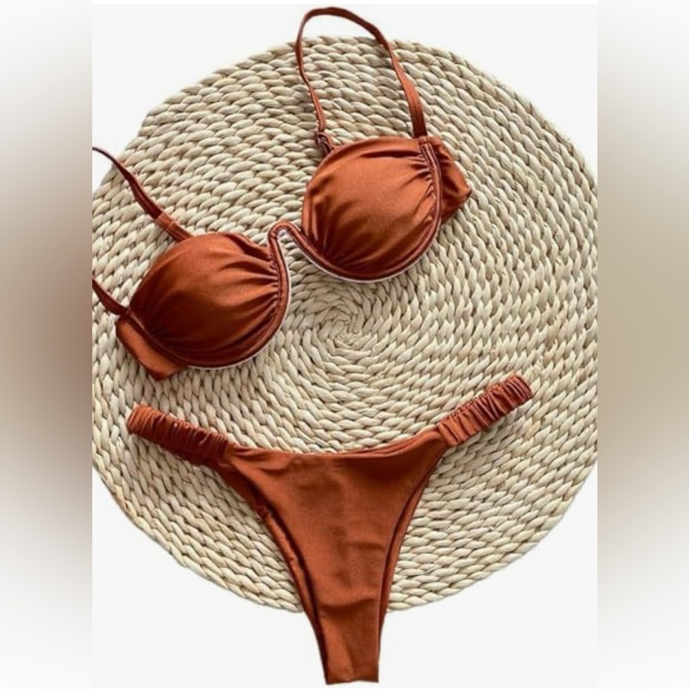 Unbranded Mocha Rust Bikini Set Size S M L NWOT - Picture 5 of 9